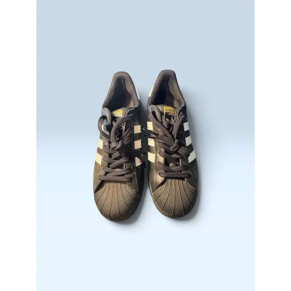 Adidas Black Superstar Shell Toe Sneakers Black White Size 7